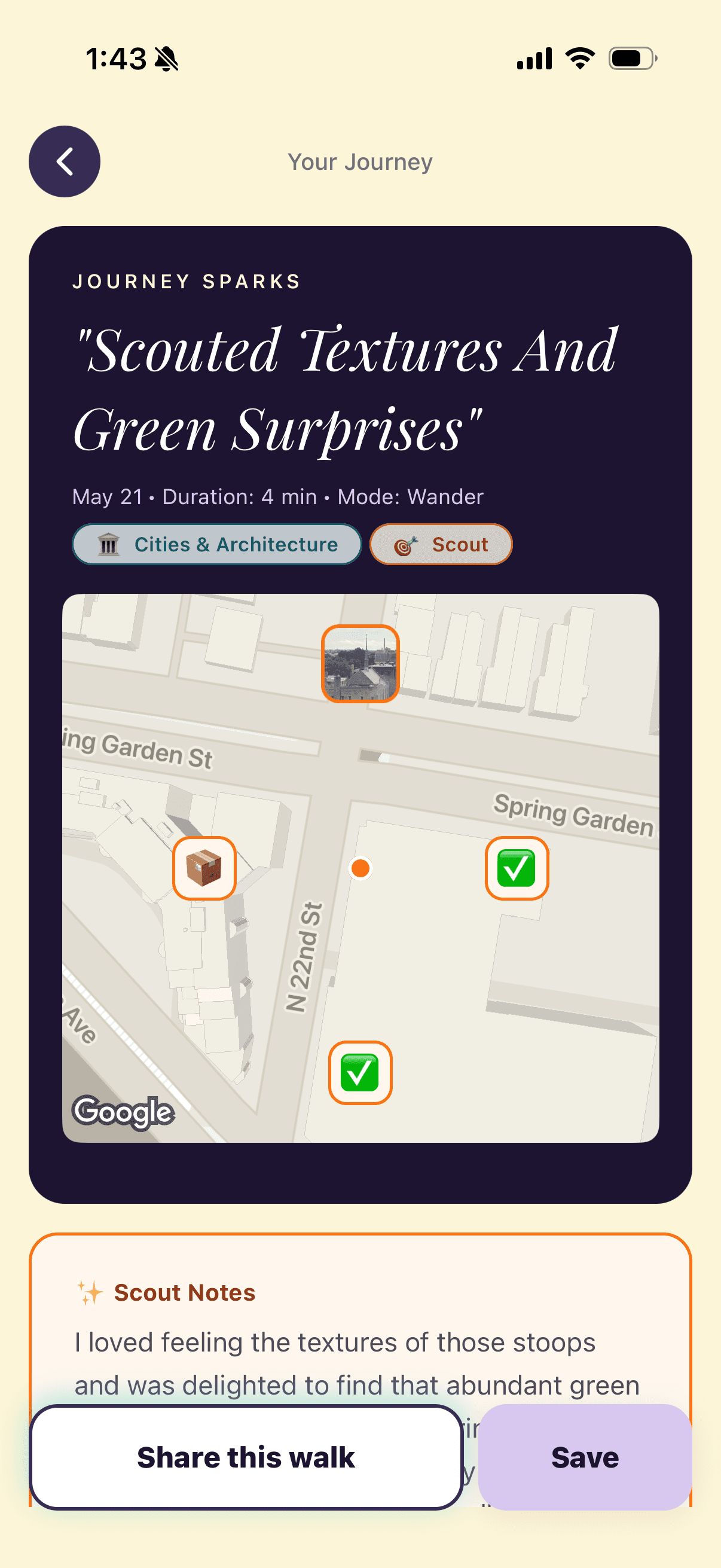 Journey Sparks walk summary